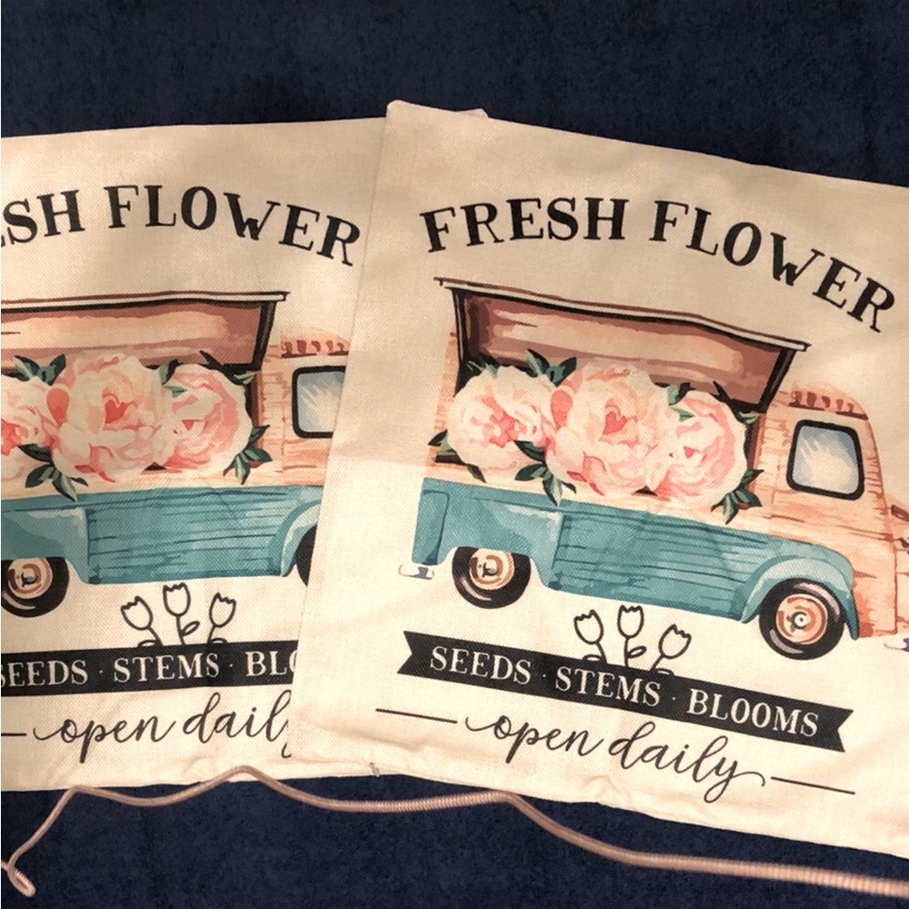 Pillowcase Light teal Vehicle With Roses